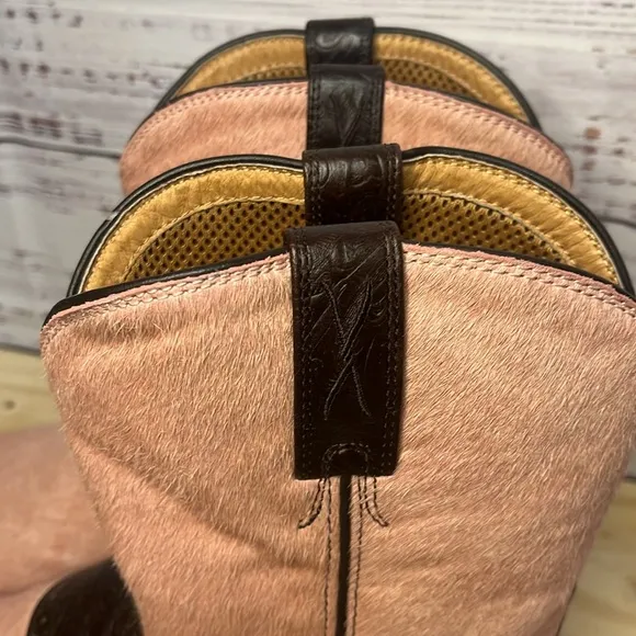 Twisted X Western Cowgirl Barn Boots Womens 8M Calf Hair Leather Saddle Pink