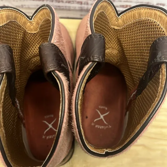 Twisted X Western Cowgirl Barn Boots Womens 8M Calf Hair Leather Saddle Pink