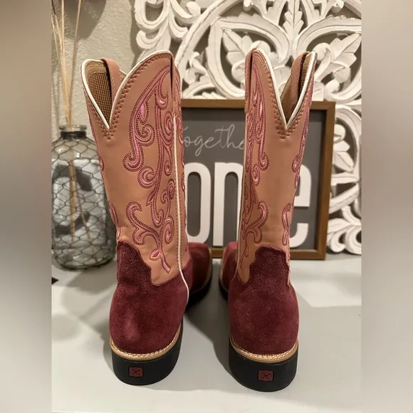 Twisted X Women's size 9.5B Cowgirl Square Toe Boots WTH0020 Embroidered
