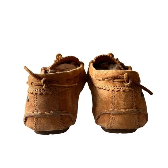 UGG 7.5 Suede Roni Moccasian Driving Loafers Shearling Wool Slippers Shoes Brown