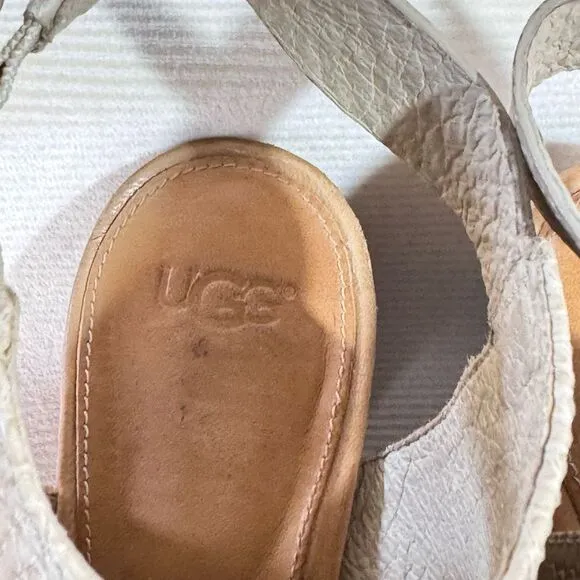 UGG Audrey Exotic embossed leather snake skin sandals open toe block heel sz 9.5