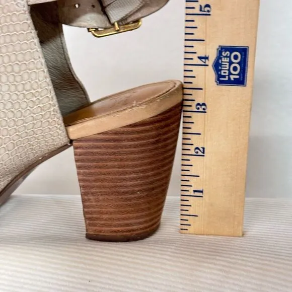 UGG Audrey Exotic embossed leather snake skin sandals open toe block heel sz 9.5