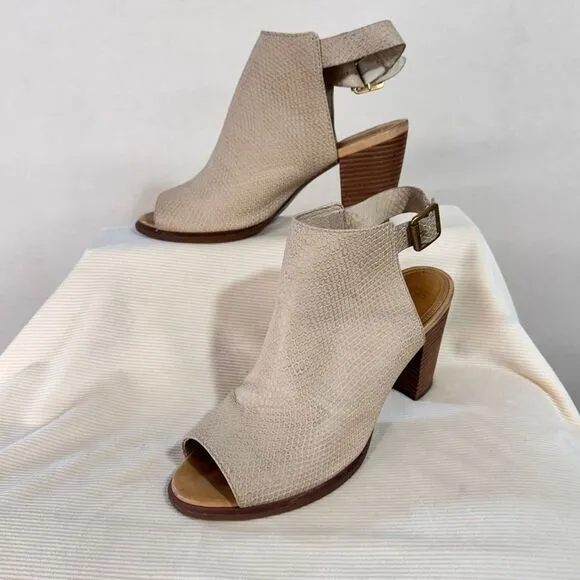 UGG Audrey Exotic embossed leather snake skin sandals open toe block heel sz 9.5