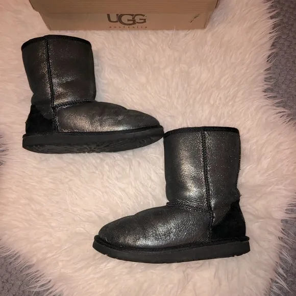 UGG Australia Glitter Sheepskin Mid Calf Boots Sz 4