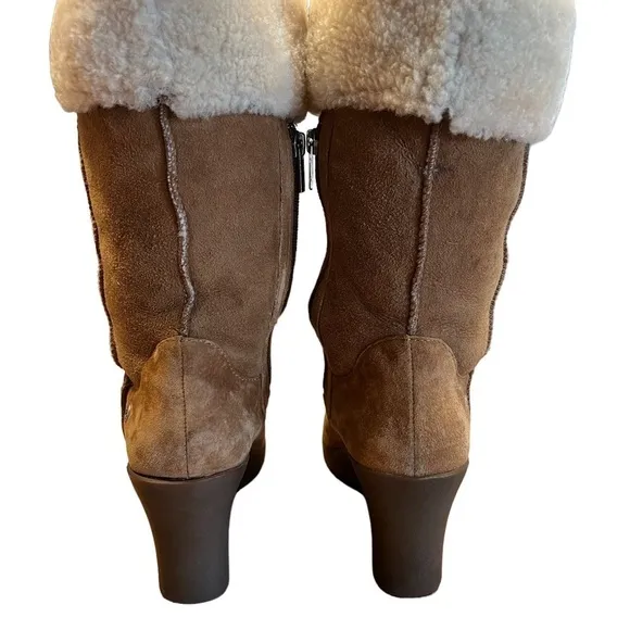 UGG Australia Joslyn Women's Size 9 Brown Suede Shearling-Lined Wedge Boots​​​​​