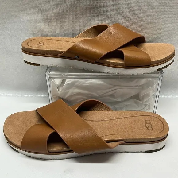 UGG Australia Leather‎ Cross Strap Open Toe Sandals Woman’s SZ 12