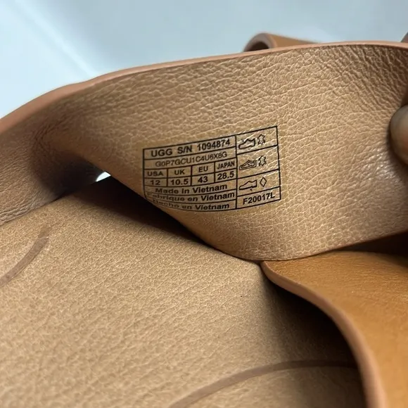 UGG Australia Leather‎ Cross Strap Open Toe Sandals Woman’s SZ 12