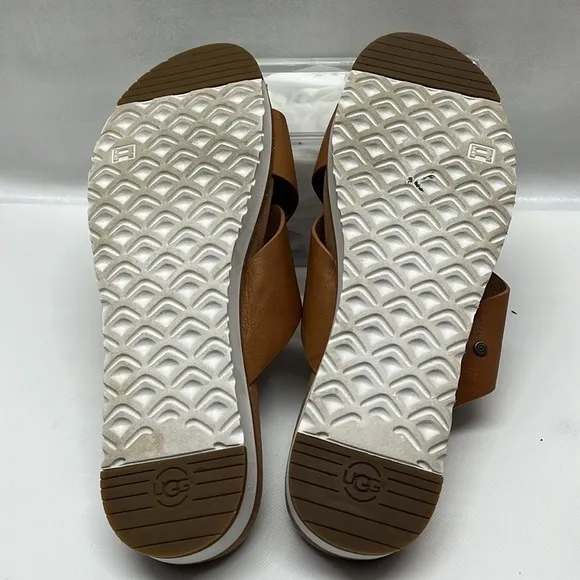 UGG Australia Leather‎ Cross Strap Open Toe Sandals Woman’s SZ 12