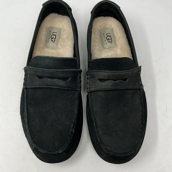 UGG AUSTRALIA Slate Gray Nubuck Leather Slip On Driving Loafer Shoe MENS SIZE 9