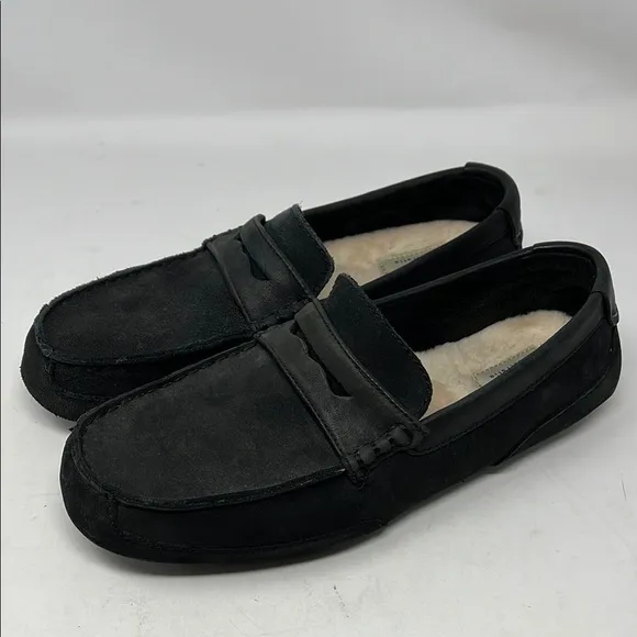 UGG AUSTRALIA Slate Gray Nubuck Leather Slip On Driving Loafer Shoe MENS SIZE 9