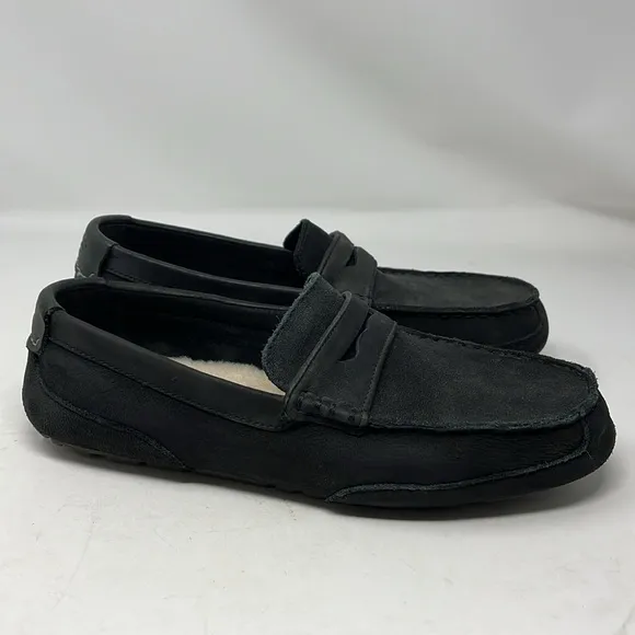 UGG AUSTRALIA Slate Gray Nubuck Leather Slip On Driving Loafer Shoe MENS SIZE 9