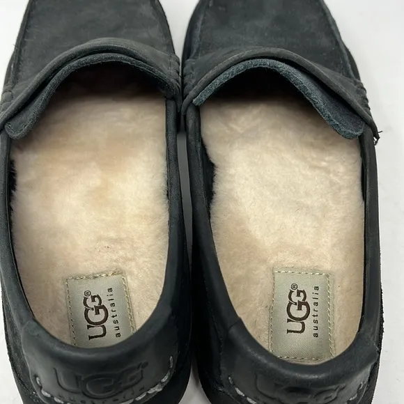 UGG AUSTRALIA Slate Gray Nubuck Leather Slip On Driving Loafer Shoe MENS SIZE 9