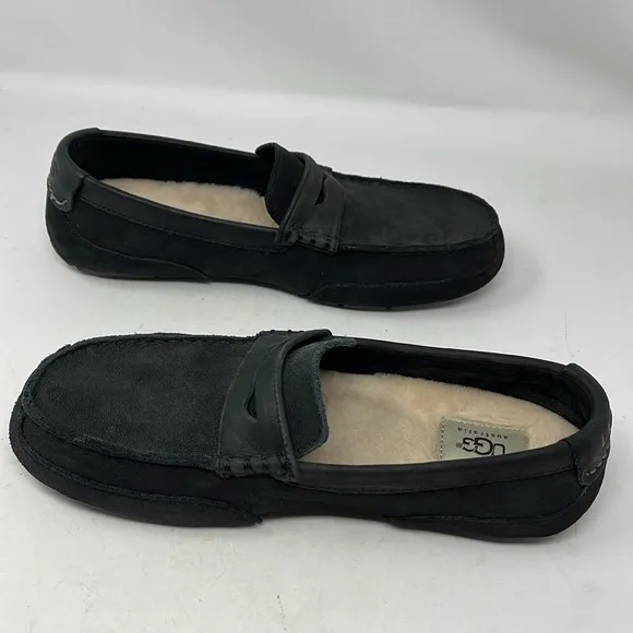 UGG AUSTRALIA Slate Gray Nubuck Leather Slip On Driving Loafer Shoe MENS SIZE 9