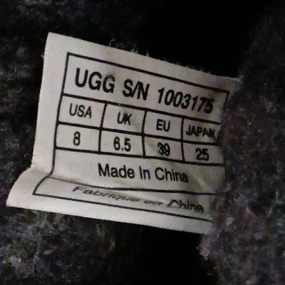 UGG Australia Kids Black Cambridge Knit Foldover Mid-Calf Boots Size 8