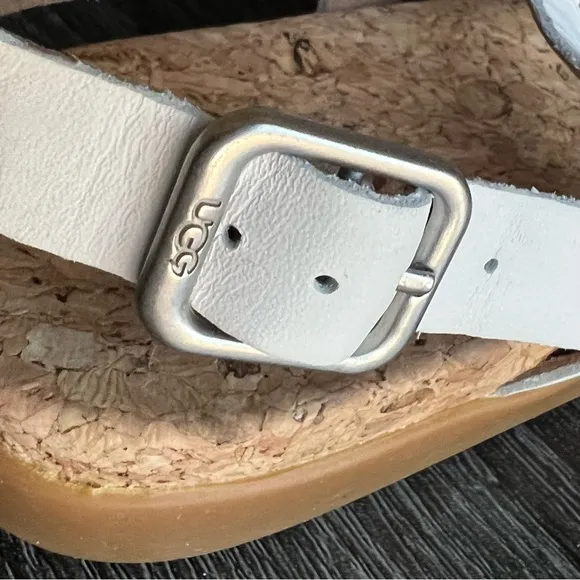 UGG Ayden White Perforated Leather Sling Back Sandals US5.5 EU36.5