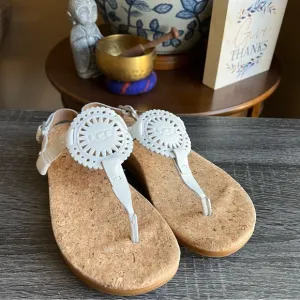 UGG Ayden White Perforated Leather Sling Back Sandals US5.5 EU36.5