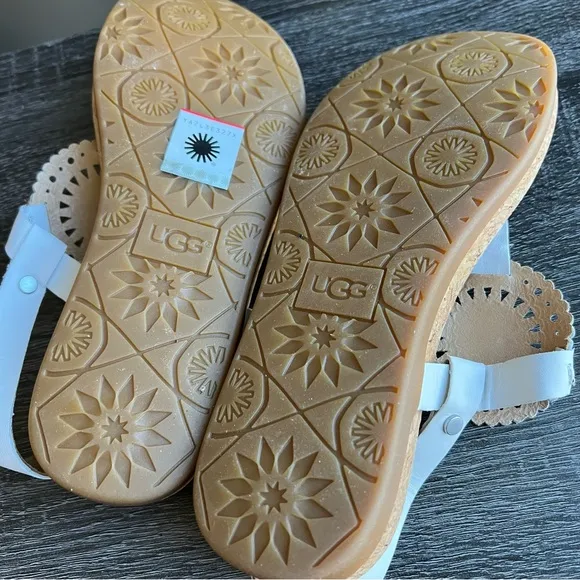 UGG Ayden White Perforated Leather Sling Back Sandals US5.5 EU36.5