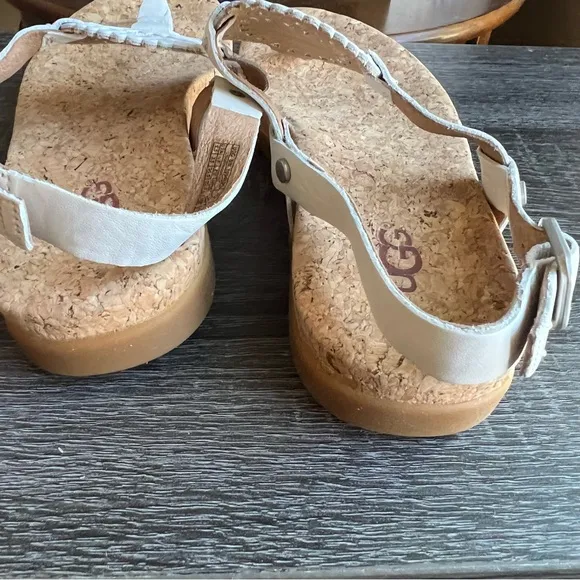 UGG Ayden White Perforated Leather Sling Back Sandals US5.5 EU36.5