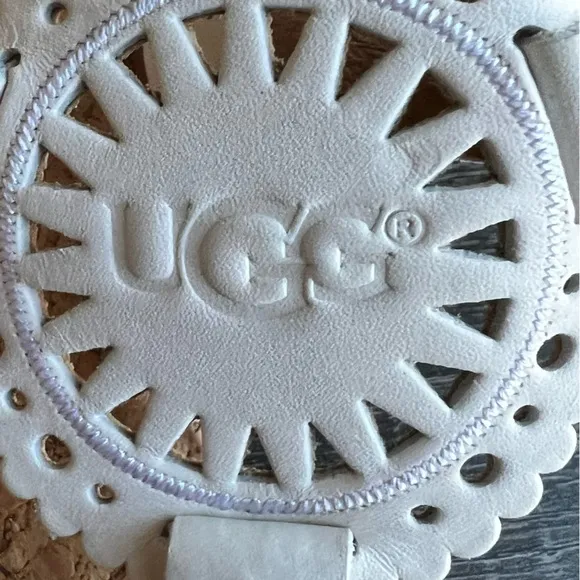 UGG Ayden White Perforated Leather Sling Back Sandals US5.5 EU36.5