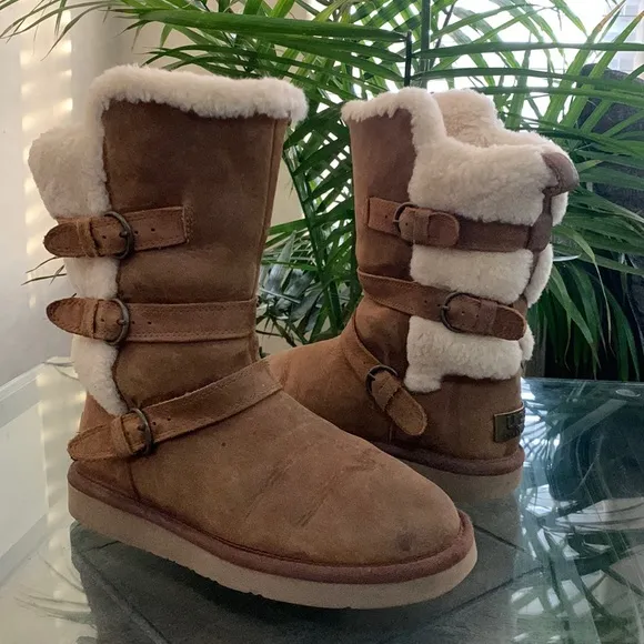 UGG Becket Boots Wool Lined Shearling Mid-Calf Moto 1005380