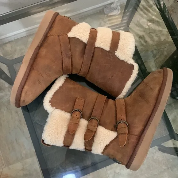 UGG Becket Boots Wool Lined Shearling Mid-Calf Moto 1005380