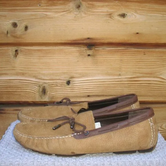UGG Bel air Nubuck Leather Moc Toe Loafers In Chestnut Leather