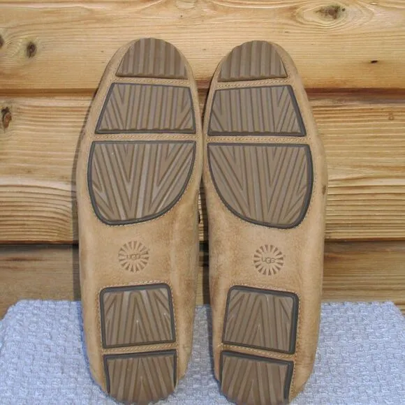 UGG Bel air Nubuck Leather Moc Toe Loafers In Chestnut Leather