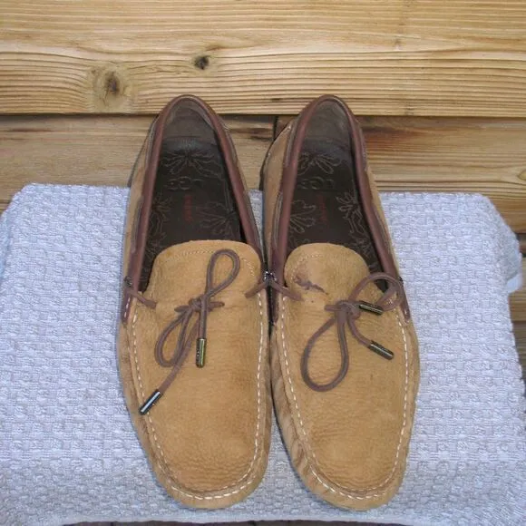 UGG Bel air Nubuck Leather Moc Toe Loafers In Chestnut Leather