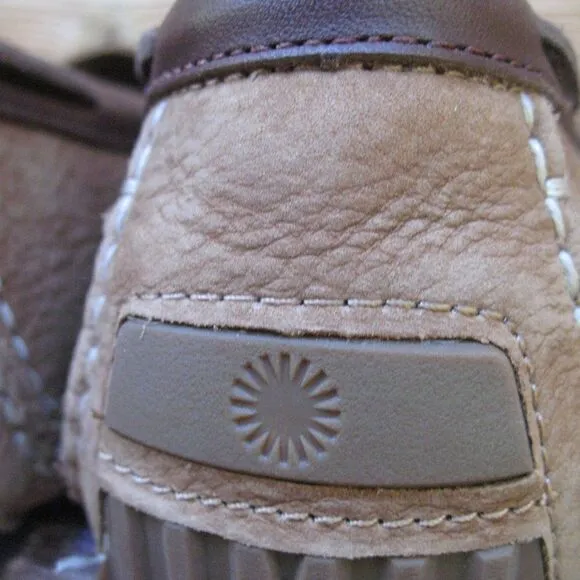 UGG Bel air Nubuck Leather Moc Toe Loafers In Chestnut Leather