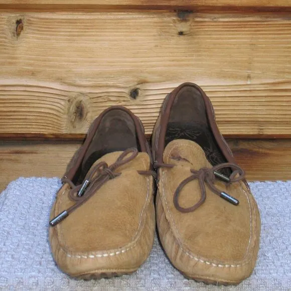 UGG Bel air Nubuck Leather Moc Toe Loafers In Chestnut Leather