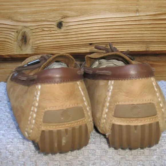 UGG Bel air Nubuck Leather Moc Toe Loafers In Chestnut Leather