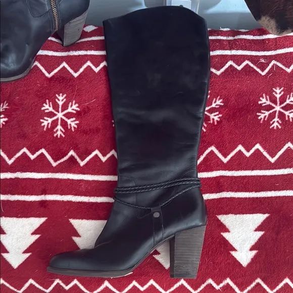UGG Black Leather Knee-High Boots