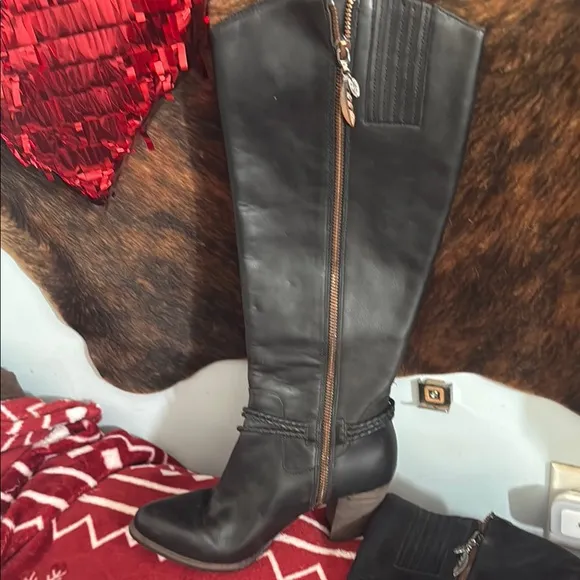 UGG Black Leather Knee-High Boots