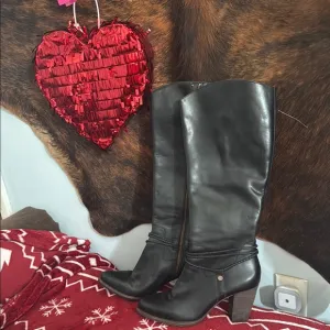 UGG Black Leather Knee-High Boots