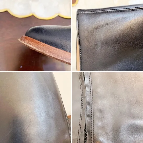 UGG Black Leather Whipstitch Tall Boots Sz 8
