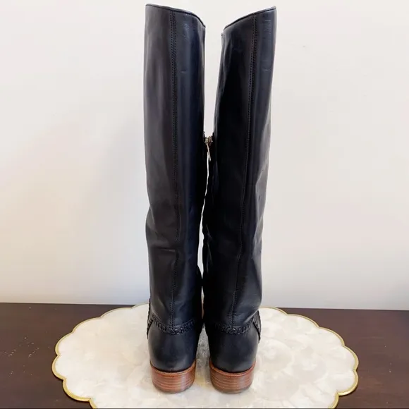 UGG Black Leather Whipstitch Tall Boots Sz 8