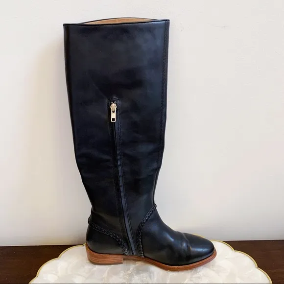 UGG Black Leather Whipstitch Tall Boots Sz 8