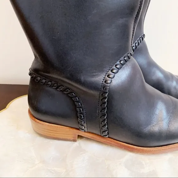 UGG Black Leather Whipstitch Tall Boots Sz 8