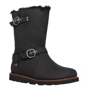 UGG Black Winter Boots with Furry Lining and Decorative Straps