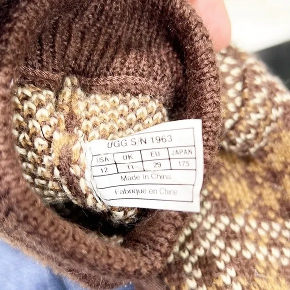 UGG Brown Plaid Cardy Cardigan Sweater Boots 12