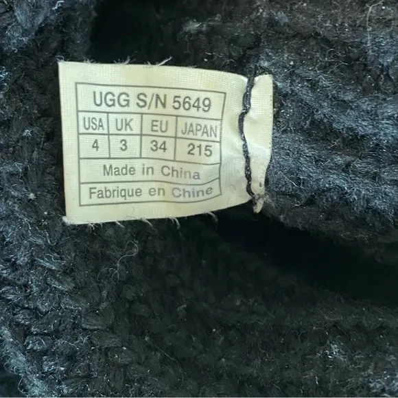 Ugg Classic Cardy Black Chunky Ribbed Knit &amp; Suede Convertible Pull-On Boots