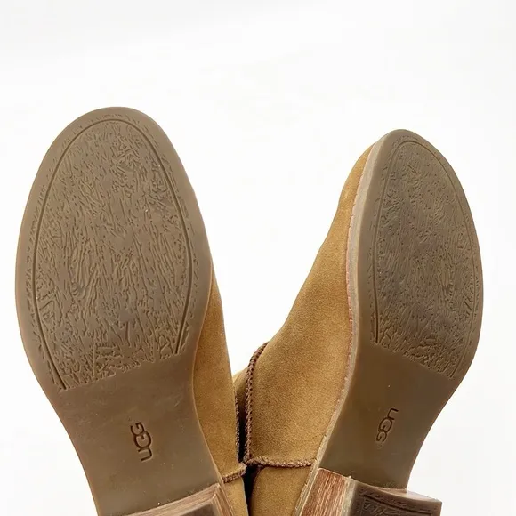 UGG Cyrinda Chestnut Suede Heeled Mid-Calf Western Flavor Boot Size 9.5 NWOT