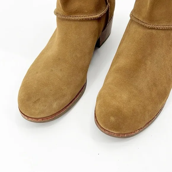 UGG Cyrinda Chestnut Suede Heeled Mid-Calf Western Flavor Boot Size 9.5 NWOT
