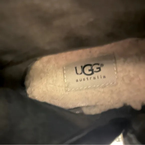 UGG Deanna 1001791 Suede Leather Side Zip Mid Calf Black Belted Buckle Boots 8.5