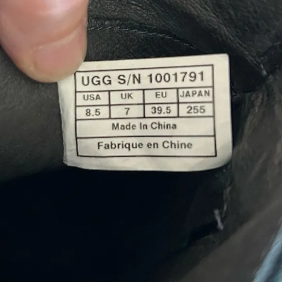 UGG Deanna 1001791 Suede Leather Side Zip Mid Calf Black Belted Buckle Boots 8.5