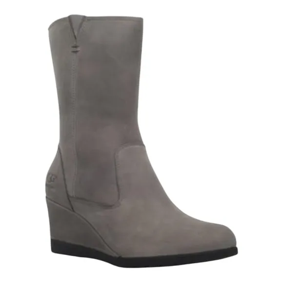 UGG Joely Shearling Lined Wedge Winter Boot, Waterproof Leather, Womens Size 5.5