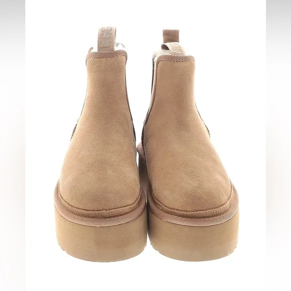 Ugg Neumel Platform Chelsea Boots Chestnut Suede Shearling Sheepskin Chukka NEW