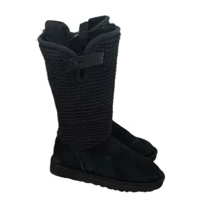 UGG Shaina 1125494 Bootie Women's 9 Black Suede Round Toe Mid-Calf Button Boots