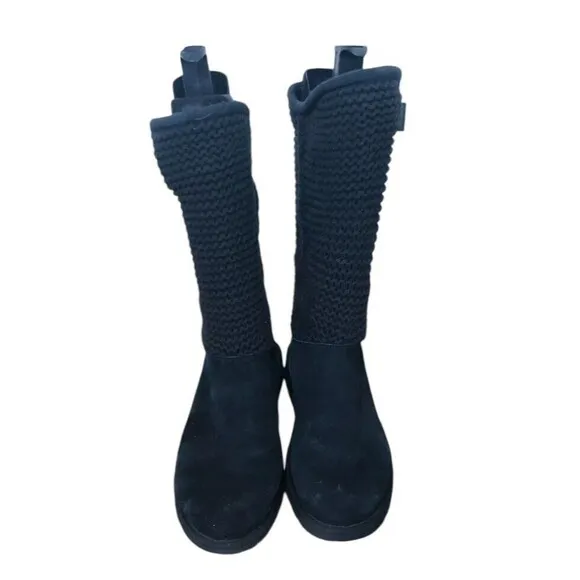 UGG Shaina 1125494 Bootie Women's 9 Black Suede Round Toe Mid-Calf Button Boots