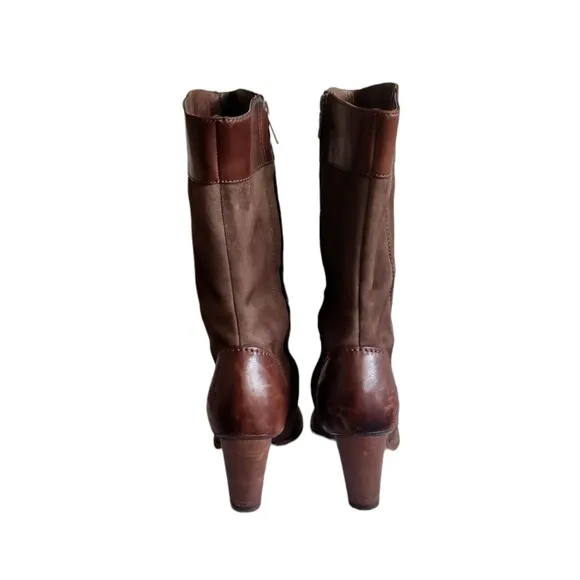 UGG Stella mid calf Leather Suede Brown Zip up Boots 5474 Women's Size 8.5